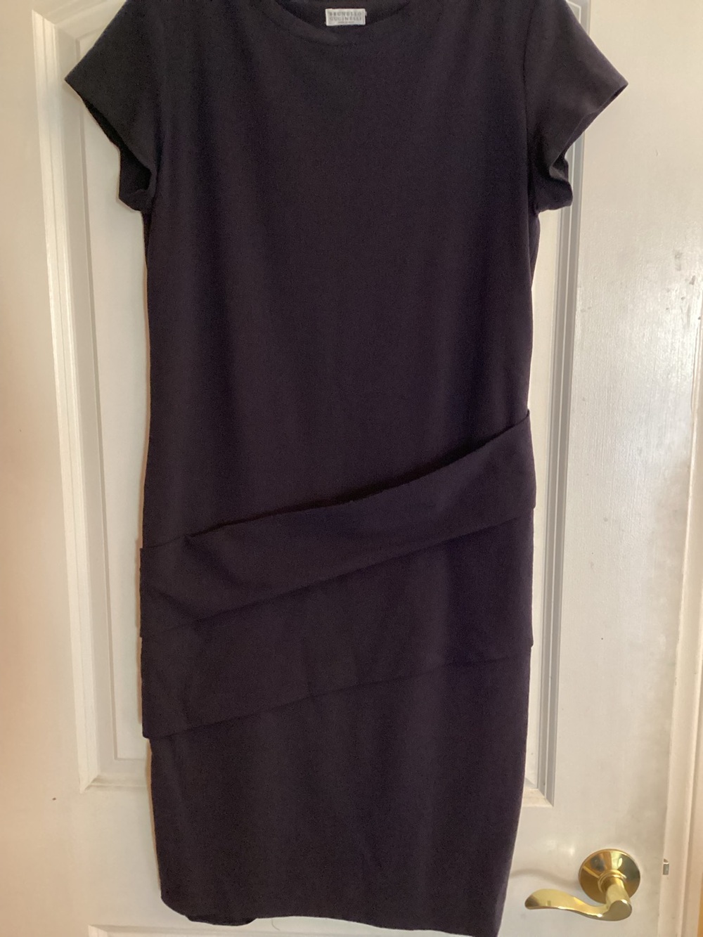 Brunello Cucinelli Navy Virgin Wool Tiered Midi Dress Size M (6/8)